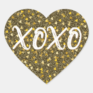 XOXO Golden Heart Confetti Glitter Hart Sticker