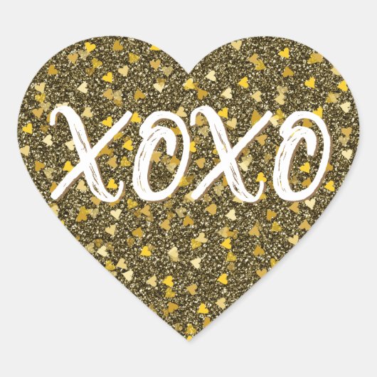 XOXO Golden Hearts Confetti Glitter Hart Sticker (Voorkant)