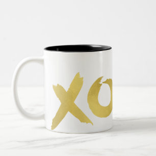 XOXO Goud Modieus Nep Folie Glans Glamour Chic Tweekleurige Koffiemok
