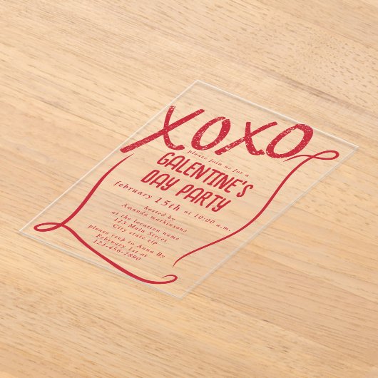 XOXO Hand Drawn Galentine’s Day Party Acryl Uitnodigingen (Laagn)