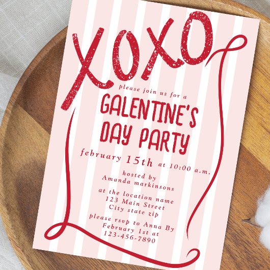 XOXO Hand Drawn Galentine’s Day Party Kaart