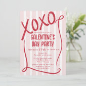 XOXO Hand Drawn Galentine’s Day Party Kaart (Staand voorkant)