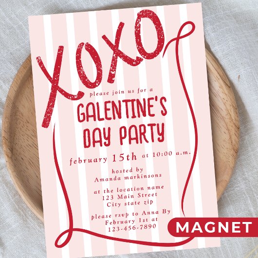 XOXO Hand Drawn Galentine’s Day Party Magnetische Uitnodiging