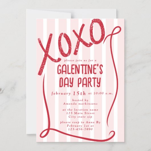XOXO Hand Drawn Galentine’s Day Party Magnetische Uitnodiging (Voorkant)