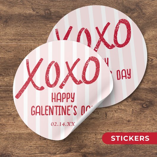 XOXO Hand Drawn Galentine’s Day Party Ronde Sticker
