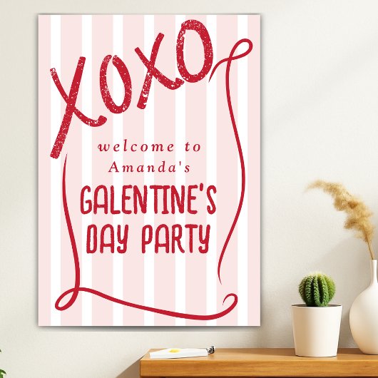XOXO Hand Drawn Galentine’s Day Party Welcome Poster