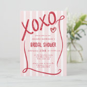 XOXO Hand Drawn Pink Bridal Shower Party Kaart (Staand voorkant)