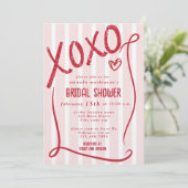 XOXO Hand Drawn Pink Bridal Shower Party Kaart (Staand voorkant)