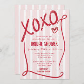 XOXO Hand Drawn Pink Bridal Shower Party Kaart (Voorkant / Achterkant)