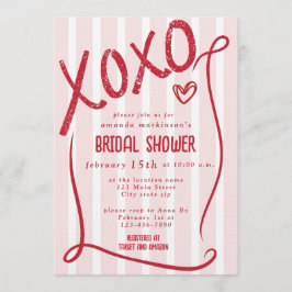 XOXO Hand Drawn Pink Bridal Shower Party Kaart