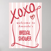 XOXO Hand Drawn Pink Bridal Shower Welcome Poster (Voorkant)