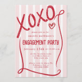 XOXO Hand Drawn Pink Engagement Party Kaart (Voorkant)