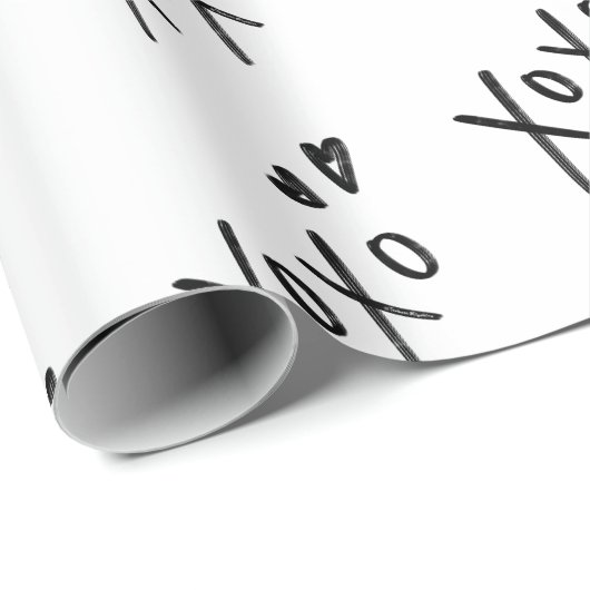 "XOXO" handgetekende belettering patroon Cadeaupapier (Rol Hoek)