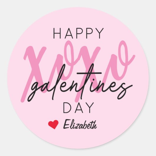 XOXO Happy Galentine's Day Ronde Sticker (Voorkant)
