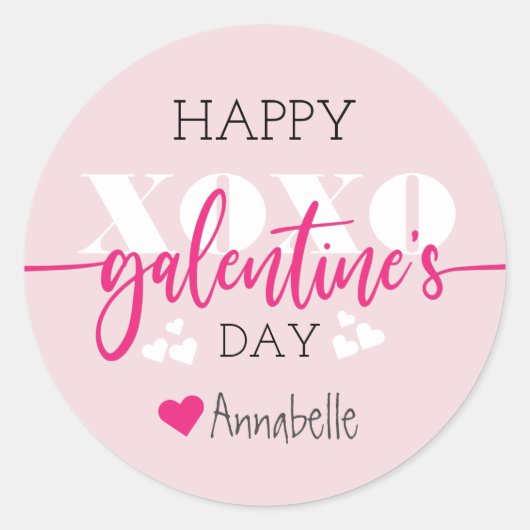 XOXO Happy Glanetine's Day Ronde Sticker (Voorkant)