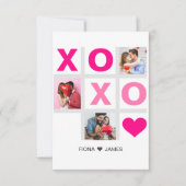 XOXO Happy Valentijnsdag Roze Hart Custom Foto Bedankkaart (Voorkant)