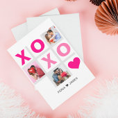 XOXO Happy Valentijnsdag Roze Hart Custom Foto Bedankkaart