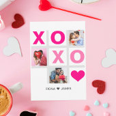 XOXO Happy Valentijnsdag Roze Hart Custom Foto Bedankkaart