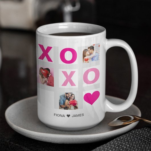 XOXO Happy Valentijnsdag Roze Hart Custom Foto Koffiemok