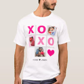 XOXO Happy Valentijnsdag Roze Hart Custom Foto T-shirt (Voorkant)