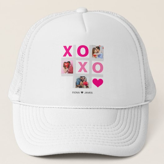 XOXO Happy Valentijnsdag Roze Hart Custom Foto Trucker Pet (Voorkant)