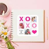 XOXO Happy Valentijnsdag Roze Hart Custom Foto Vierkante Sticker