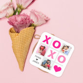 XOXO Happy Valentijnsdag Roze Hart Custom Foto Vierkante Sticker