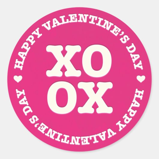 XOXO Happy Valentijnsdag Sticker | roze (Voorkant)