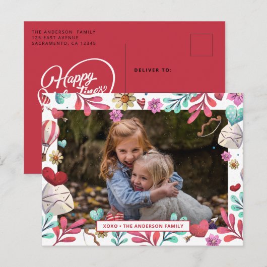 XOXO Happy Valentine's Day Foto Feestdagenkaart (Voorkant / Achterkant)