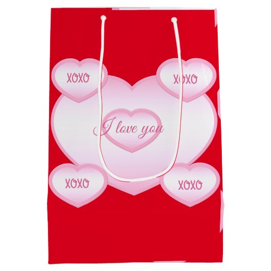 XOXO Happy Valentine's Day Gift Bag Medium Cadeauzakje (Achterkant)