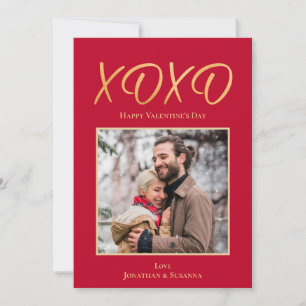 XOXO Happy Valentine's Day Photo Holiday Card Feestdagenkaart