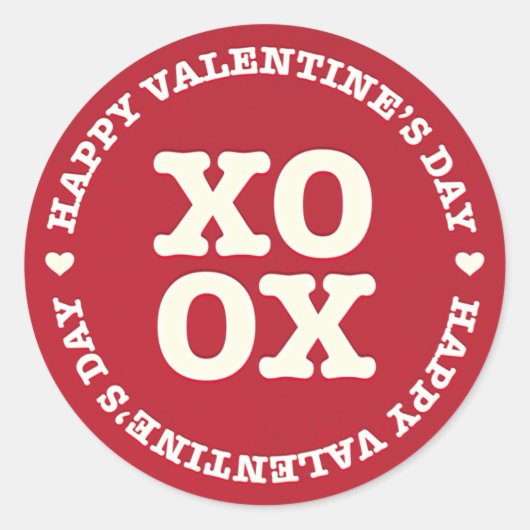 XOXO Happy Valentine's Day Sticker | Rood (Voorkant)