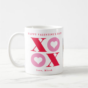 Xoxo Hart Gelukkige Valentijnsdag Twee Foto Koffie Koffiemok