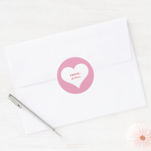 xoxo hart klas valentijnsdag kaart ronde sticker