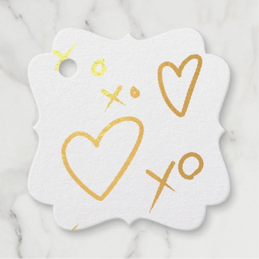 Xoxo hart metalen print bedankjes labels (Voorkant)