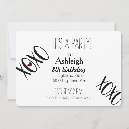 XOXO Hart Verjaardag Kaart (Voorkant)