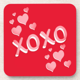 XOXO harten op rood Bier Onderzetter