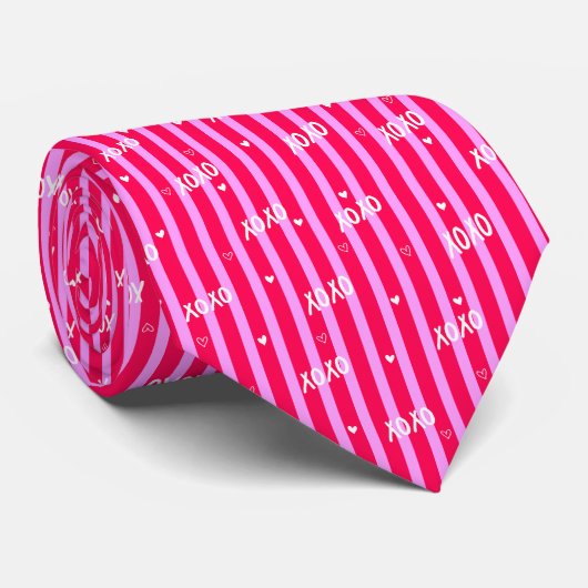 XOXO Harten Roze Stropdas (Opgerold)