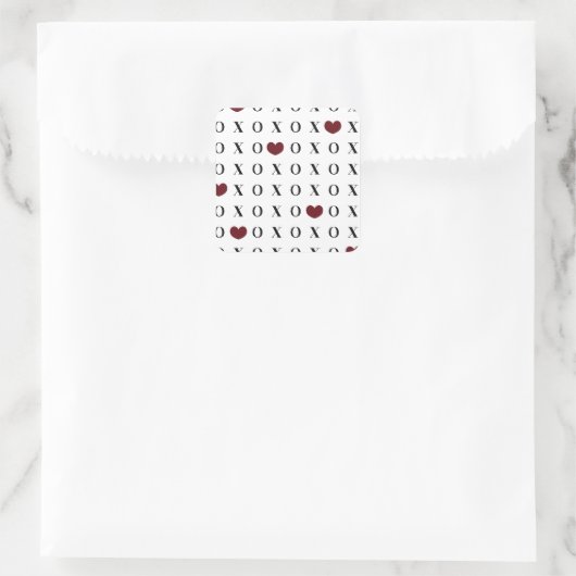 XOXO-harten Vierkante Sticker (Tas)