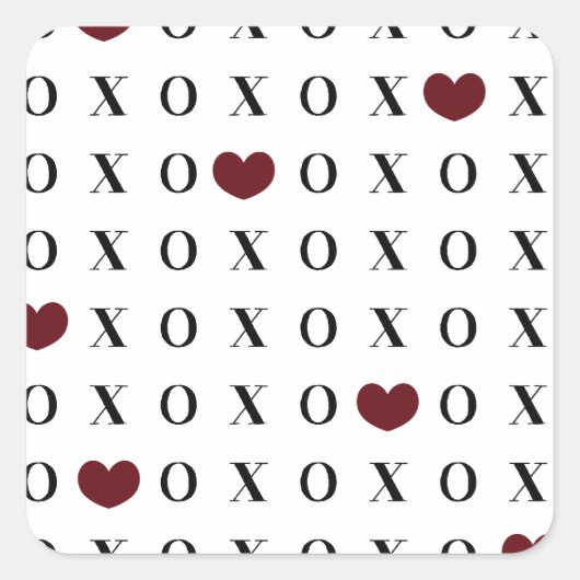 XOXO-harten Vierkante Sticker (Voorkant)