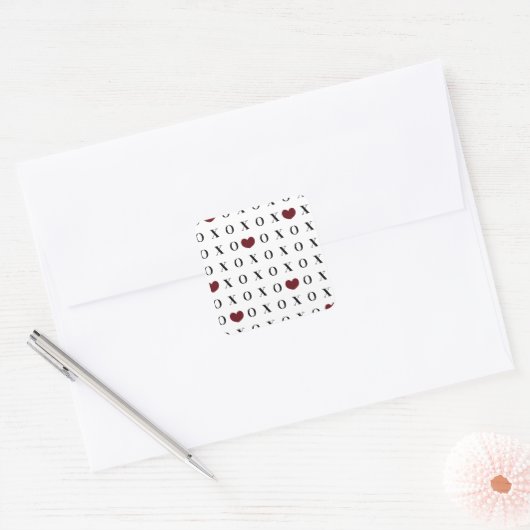 XOXO-harten Vierkante Sticker (Envelop)