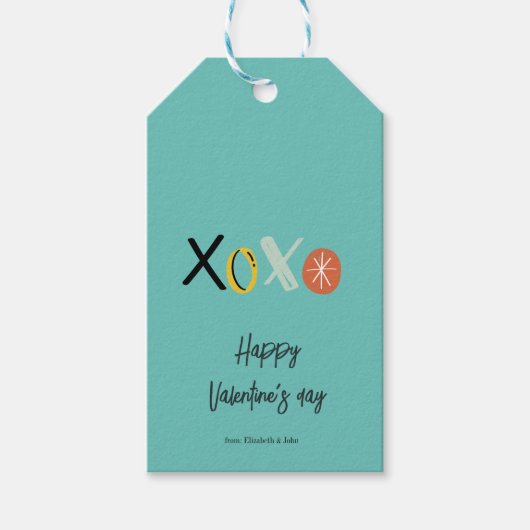"XOXO" Hartjes Valentijnsdag Mintgroen Cadeaulabel (Voorkant)