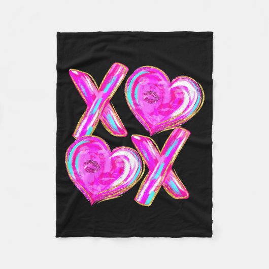 Xoxo Hartjes Valentijnsdag Vrouwen Meisjes Vday Fleece Deken (Voorkant)