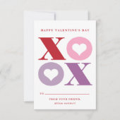 xoxo hartklaslokaal Valentijnsdag kaart (Voorkant)