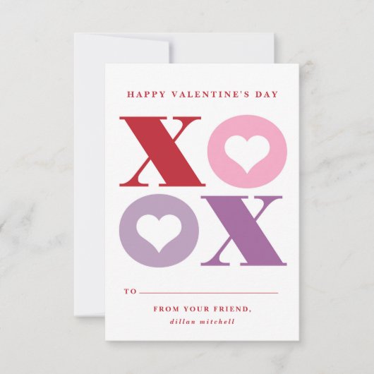 xoxo hartklaslokaal Valentijnsdag kaart (Voorkant)