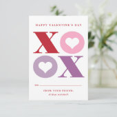 xoxo hartklaslokaal Valentijnsdag kaart (Staand voorkant)