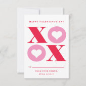 xoxo hartklaslokaal Valentijnsdag kaart (Voorkant)