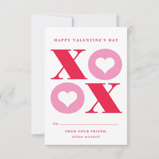 xoxo hartklaslokaal Valentijnsdag kaart (Voorkant)