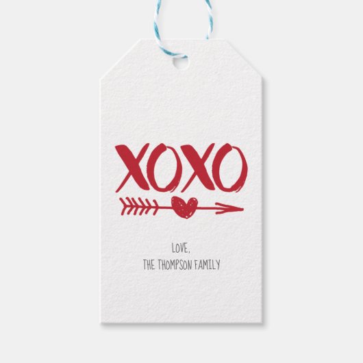 XOXO Heart Arrow Valentijnsdag Gift Labels Cadeaulabel (Voorkant)
