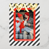 XOXO Heart Couple Photo Valetine's Real Gold Folie Feestdagenkaart (Voorkant)